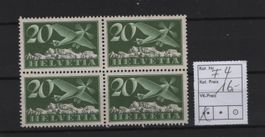 Flugpostmarken Viererblock F4 Postfrisch Kat. 16.-