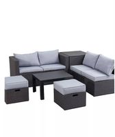 Loungemöbelset Stahl grau 7-teilig