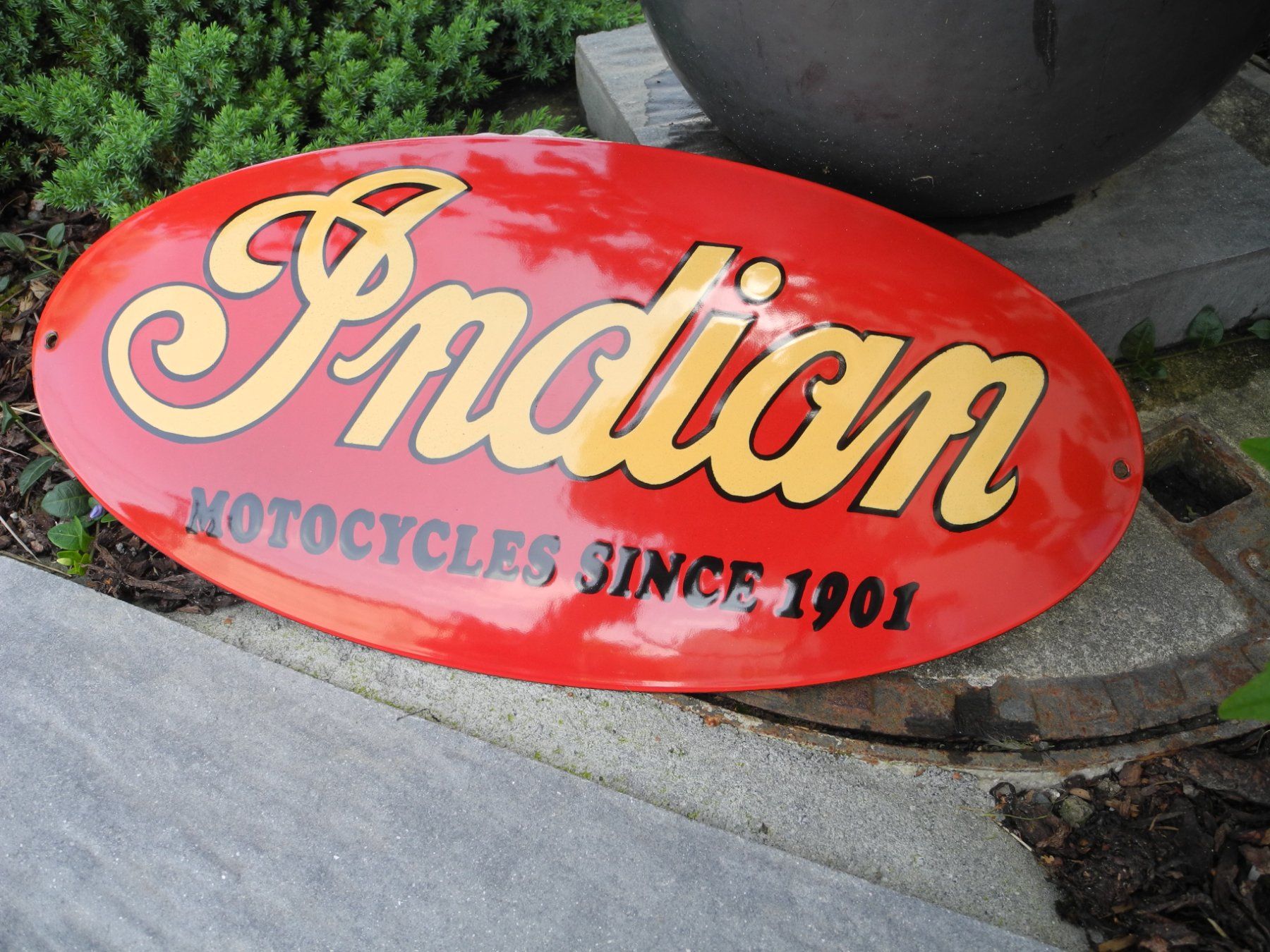 Indian Motorcycle Insegne: TOLLES INDIAN EMAILSCHILD – Nuovo (secondo la descrizione) da Reinach AG venduto da Huckleberrysix 2