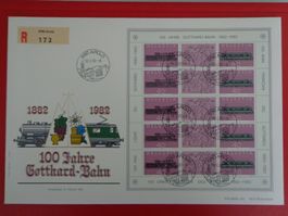 FDC R AIROLO 18.2.1982 BLOC BLOCK GOTTHARD BAHN train