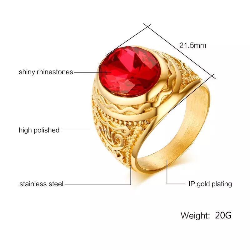 Anelli: Men ring gold red stone – Nuovo e nell'imballaggio originale da Aarburg venduto da StavFashion 5