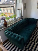 Sofa Chesterfield/Vintage Style 3-Sitzer - Samt - Tannengrün