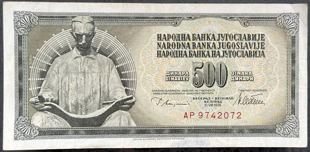 Banconote: Jugoslawien 500 Dinar Banknote, 1978 – Usato da Beringen venduto da Mantafisch1