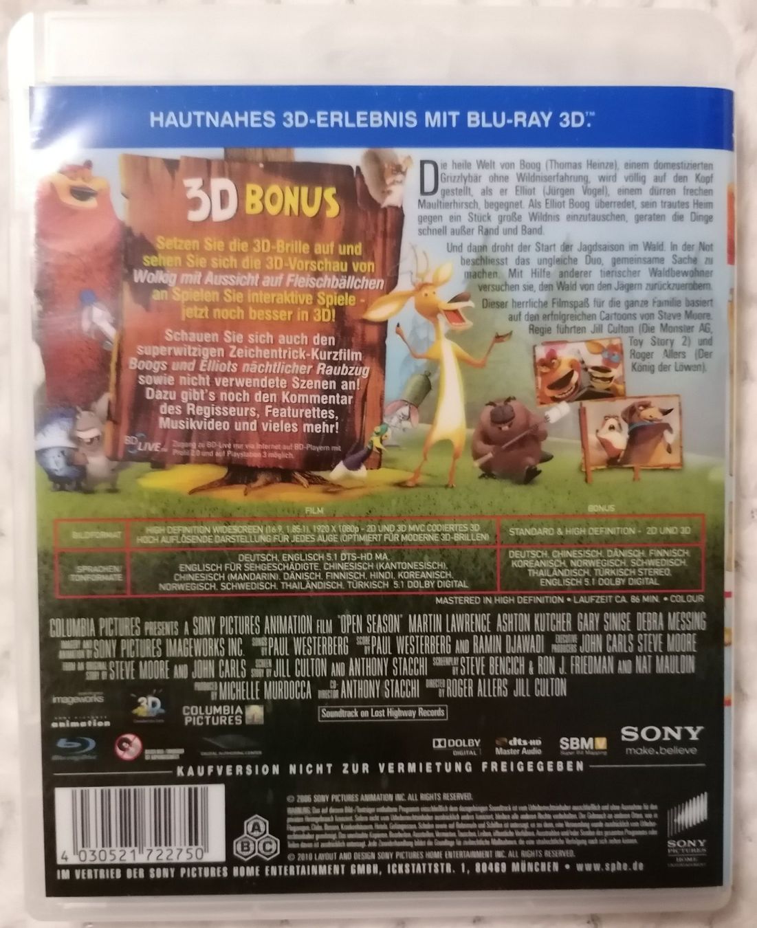 Tutti i DVDs: Jagdfieber - Blu-ray - Animation Trickfilm - 2D + 3D Version – Usato da Oberurnen venduto da mackrokodile 1