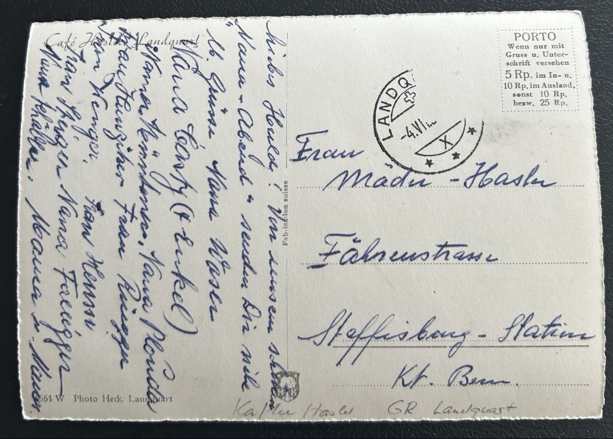 Cartoline postali: Landquart Café Hasler  – Usato da Horw venduto da Tellbub 1