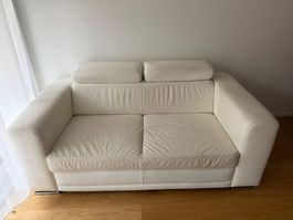 Weisses Kunstledersofa