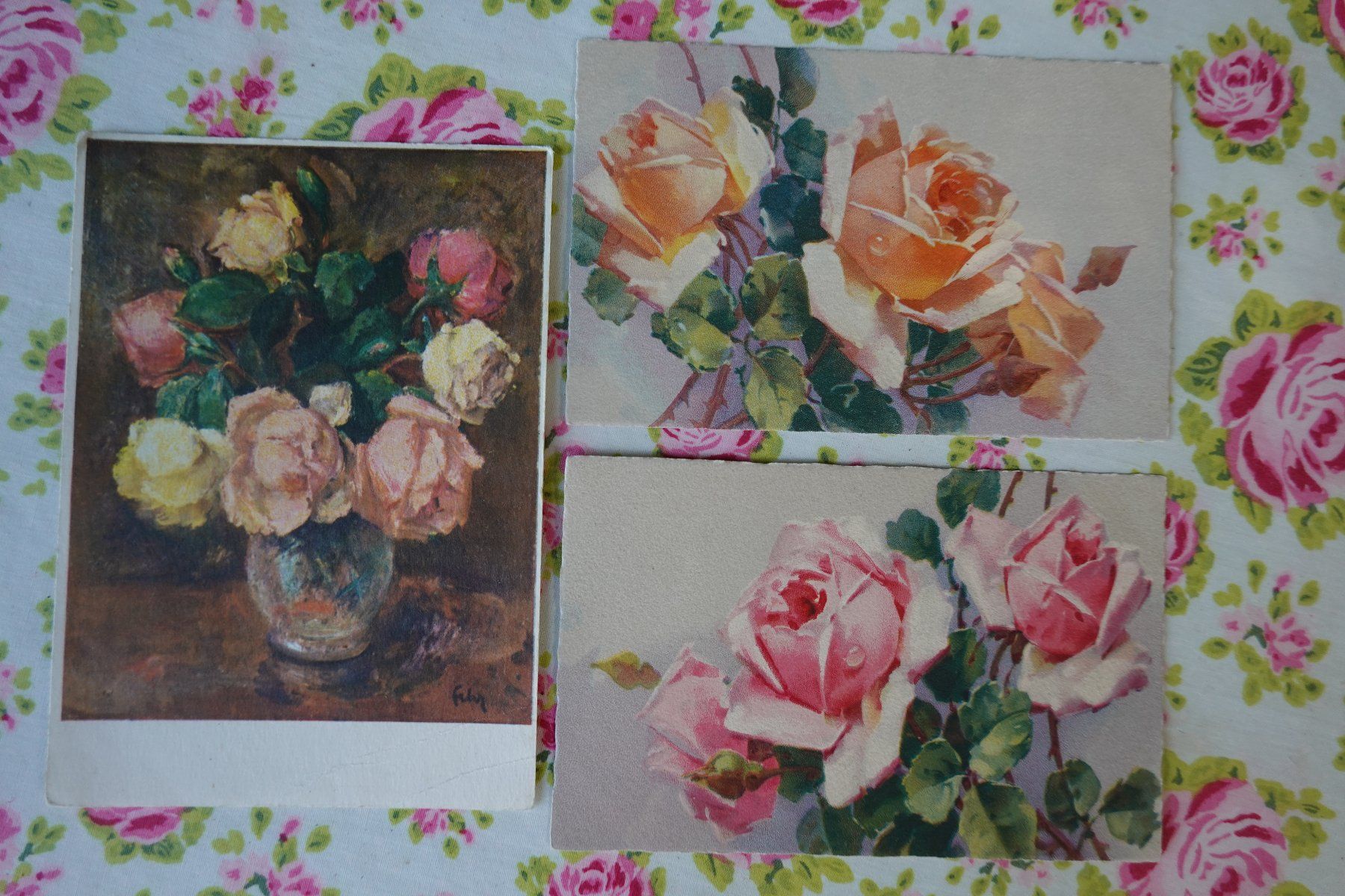 Ansichtskarten: Nostalgie: 3 alte Postkarten mit Rosen – Gebraucht aus Jona von simongarden 3