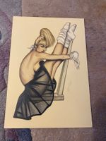Signierte Originalzeichnung Pin-up,