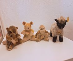 4 Vintage Steiff: Beaver, Hamster, Turtle & Mountain Goat