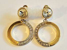 Clips d'oreilles dorées Vintage avec strass étincelants ✨
