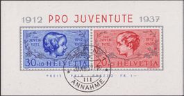 1937, J83I+J84I (PJ-Block) mit Ersttagsstempel BERN, K:100.-