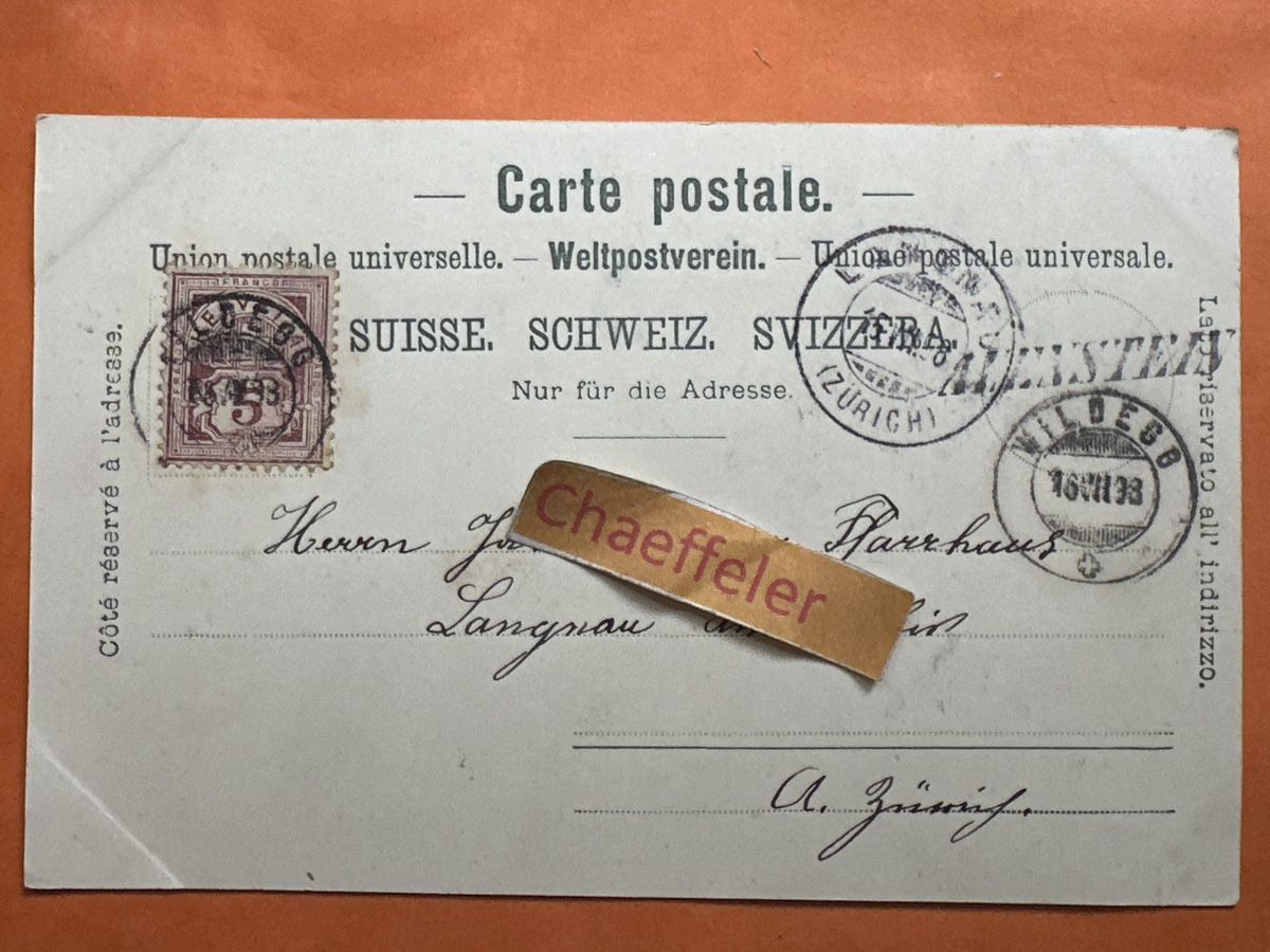Cartoline postali: 1898 Mönch.  – Usato da Zürich venduto da Chaeffeler 1