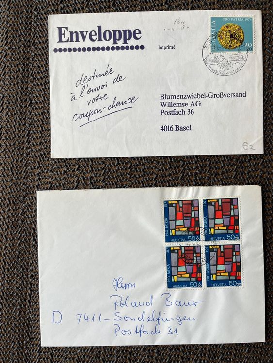 Tutti i francobolli: Enveloppes avec timbres Pro Patria 1971/1972/1974/1975 – Usato da Châtel-St-Denis venduto da Vaillant1 1
