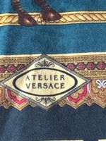 Atelier Versace Plaid Animal Print Silk Teal Gold Square 88x