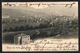 AK Aarau, Gesamtansicht mit Kirche, 1907