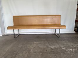 Vintage Holzbank mit Metallgestell – 185 cm – Retro Design