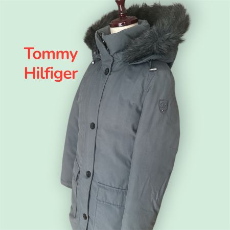 TOMMY HILFIGER Damen Daunenjacke S Grau – Warm