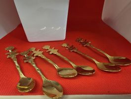 6 Kaffeelöffel mit Palmendekor guter Zustand