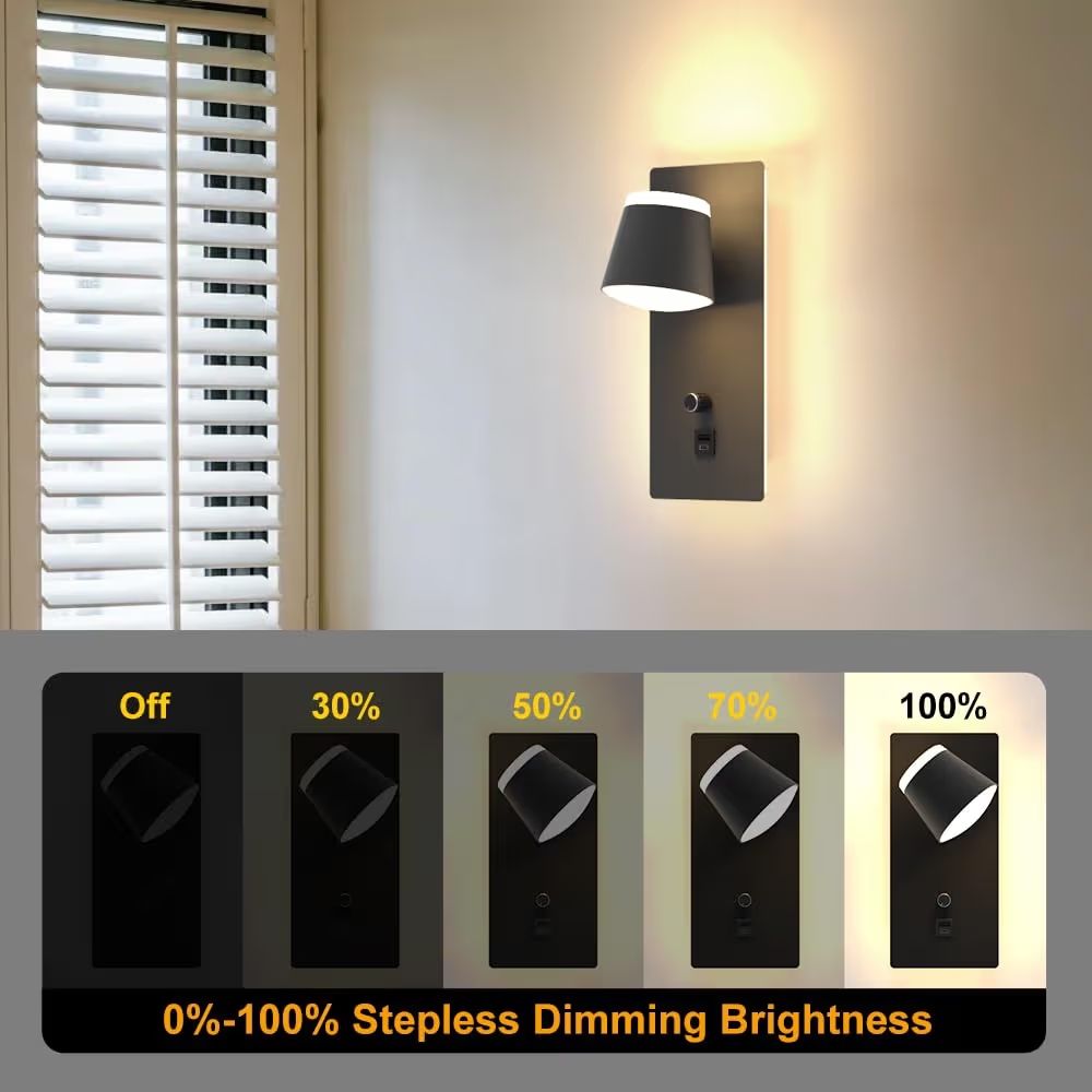 Lampade: 2 LED Wall Lamps - Black, Dimmable, Rotatable, USB and USB-C – Nuovo e nell'imballaggio originale da Zürich venduto da jor_68rp 5