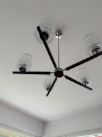 Lustre vintage élégant avec 5 lampes en verre, parfait!
