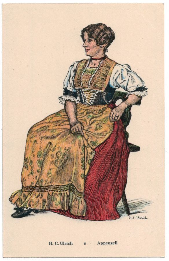 Cartoline postali: Schweizer Trachten: APPENZELL - Costumes Suisses – Usato da Frauenfeld venduto da POML