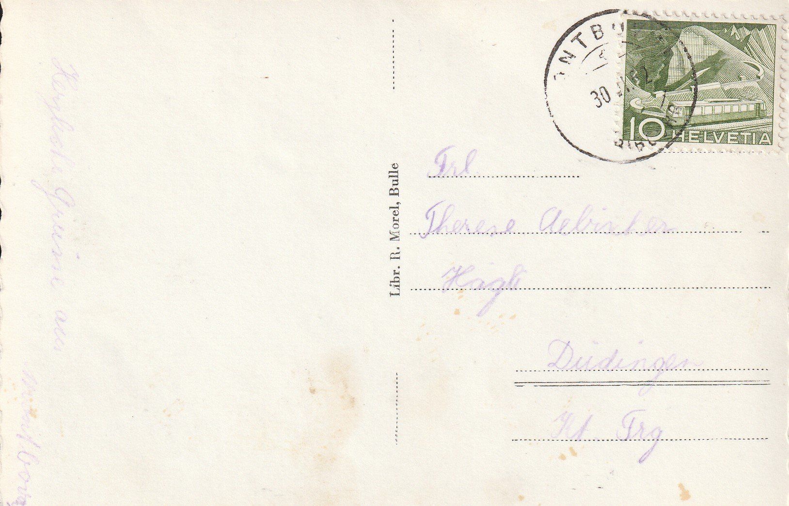 Cartoline postali: AK Montbovon gel. 30.6.1952 – Usato da Fribourg venduto da schnalla92 1
