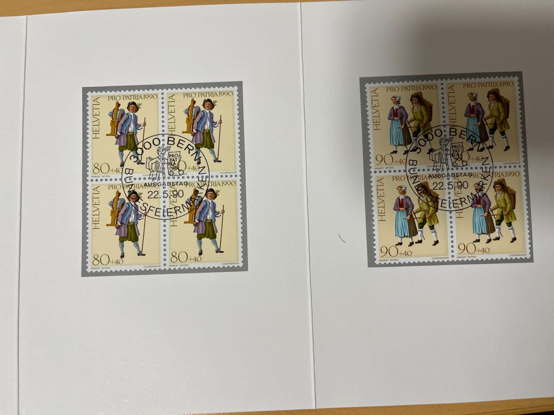 Tutti i francobolli: Faltmappe mit 4 gestempelten Viererblöcken Pro Patria 1990 – Nuovo (secondo la descrizione) da Scherzingen venduto da Afridolin53 4
