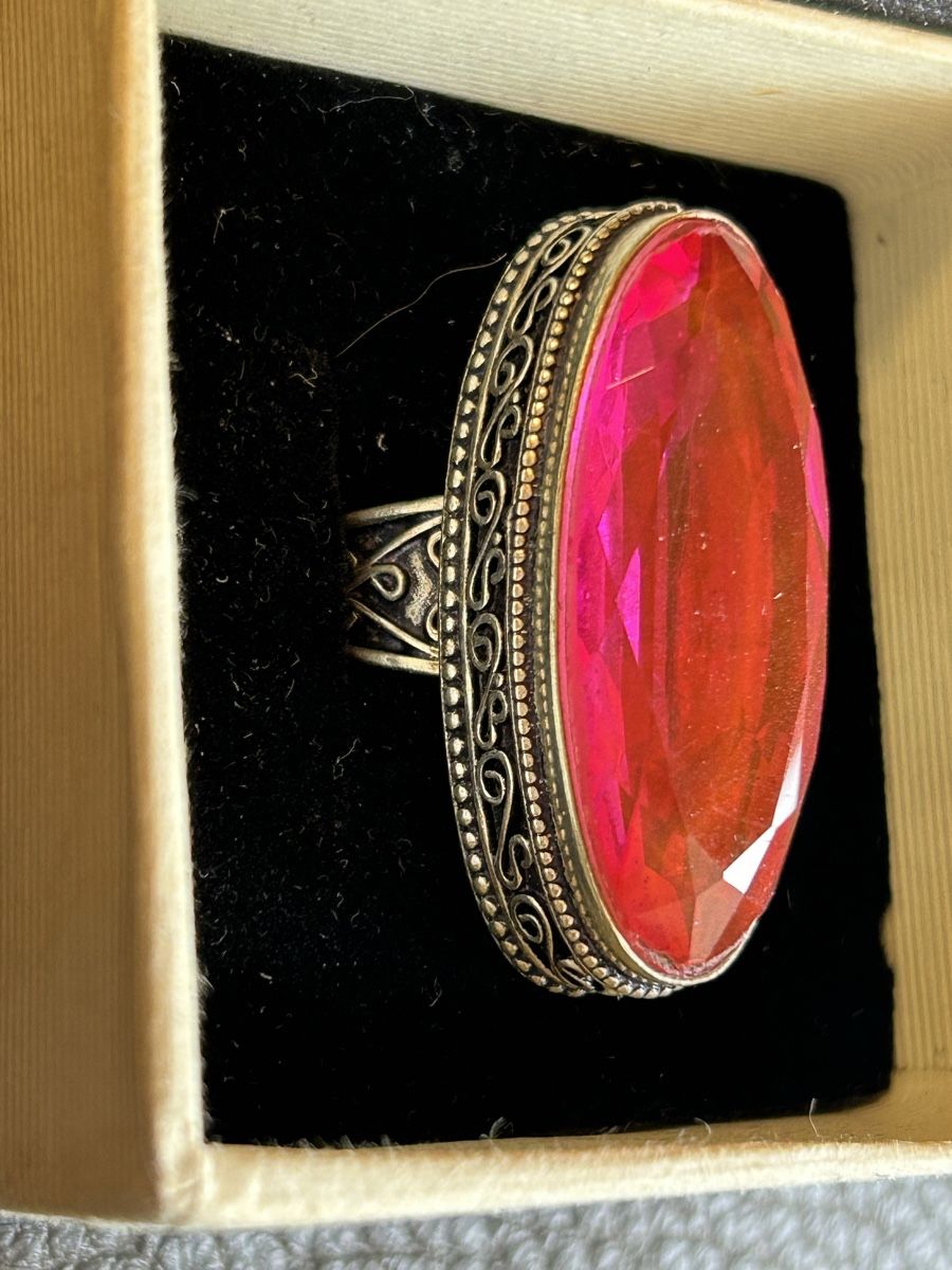 Anelli: XL 925 . 16gr pinkstein Silber Ring – Usato da Roggwil BE venduto da Viking72