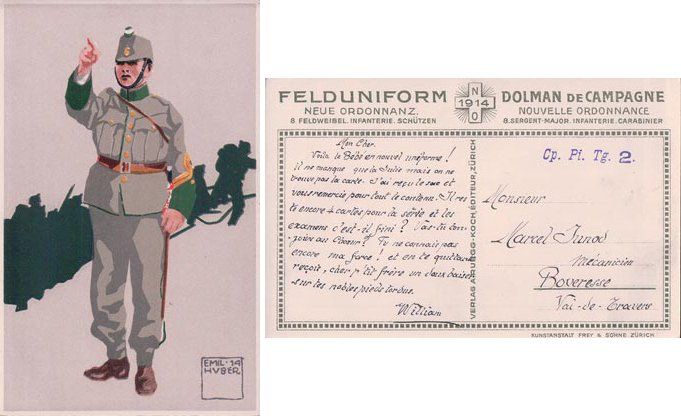 Ansichtskarten: Schweizer Armee, Felduniform, Sergent Major (Cp. Pi.Tg.2) – Gebraucht aus Grancy von gedev