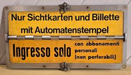 SBB - VBW - " BLAUES BÄHNDLI " - Zugschild gelb 50 x 27 cm