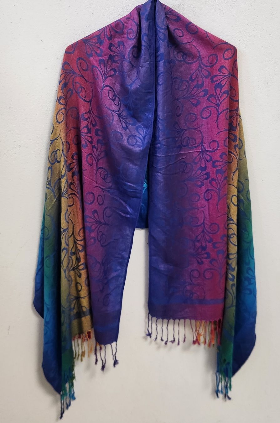 Foulards, Tücher & Schals: Écharpe Pashmina multicolore avec motif de fleurs et franges – Gebraucht aus Niedergösgen von Eva2410 6