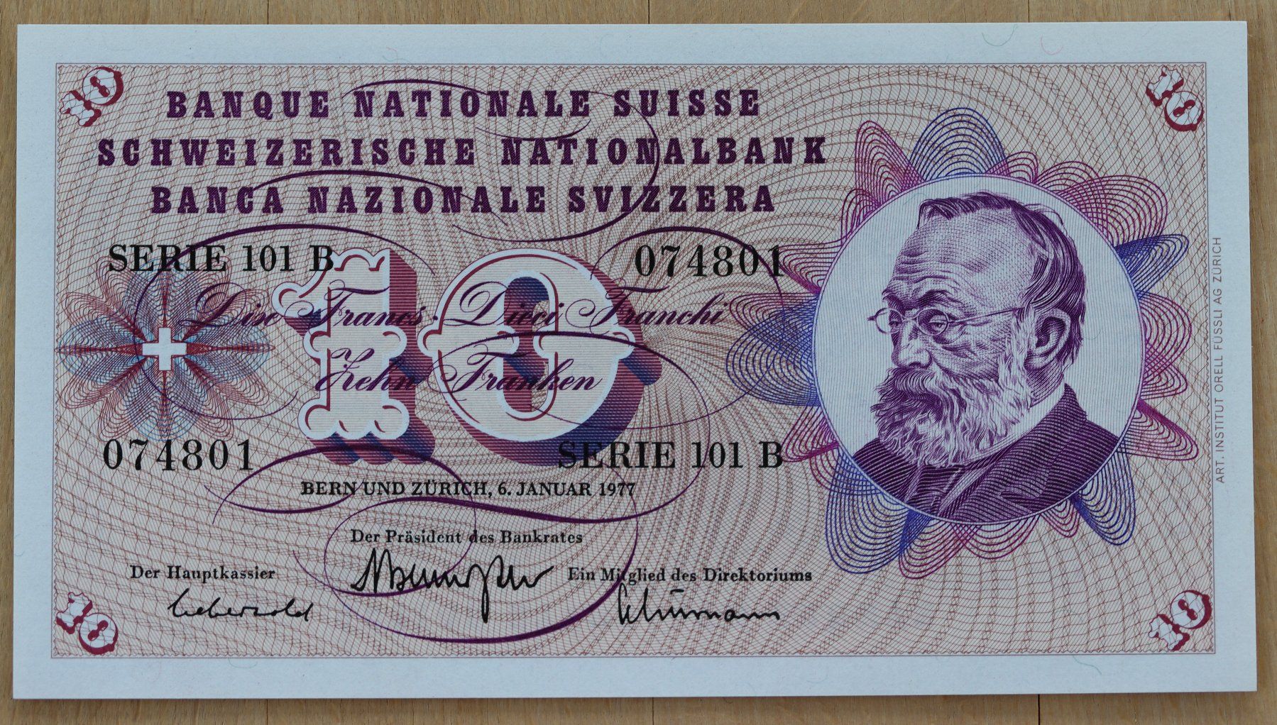 Banconote: 10 Franken Note Gottfried Keller 1977 – Usato da Rheinfelden venduto da Fitscherella
