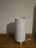 2xModerne Nachttischlampe / Tischleuchte Weiss&Kupfersockel