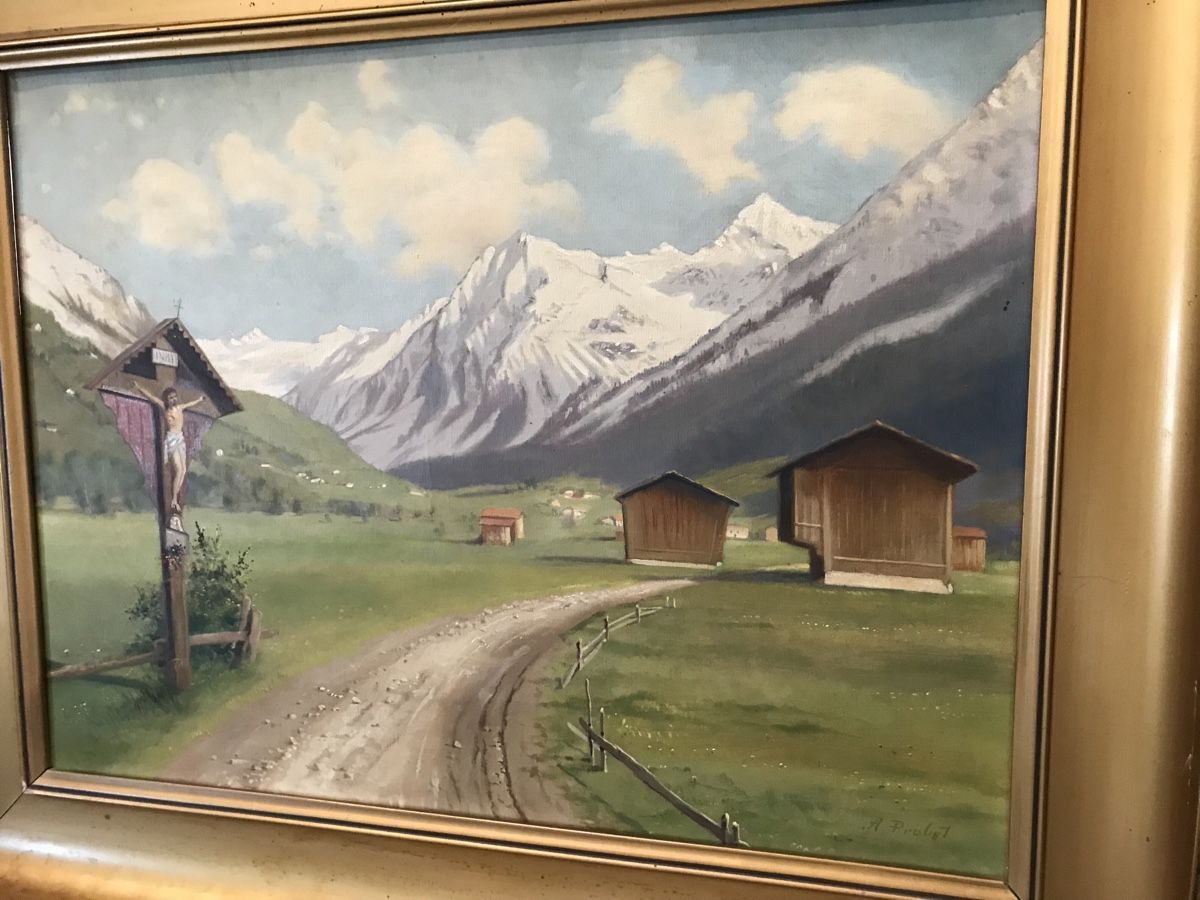 Dipinti: A. PROBST Klosters mit Blick auf Silvretta – Usato da Wolfhalden venduto da SecondAntique 1