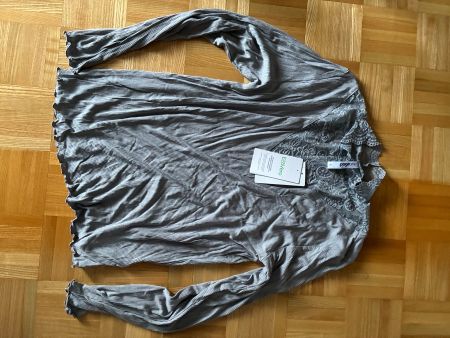 Damen Langarmshirt Page One grau Spitze Grösse L