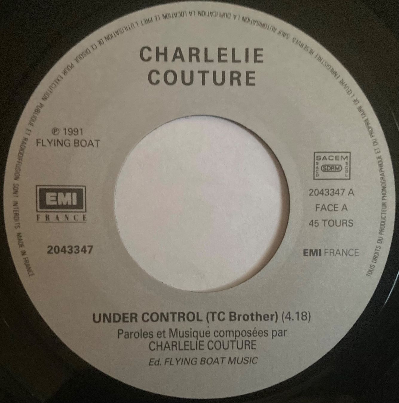 Vinyles: CHARLÉLIE COUTURE - UNDER CONTROL – D'occasion à Poliez-Pittet par Newtown-Records 2