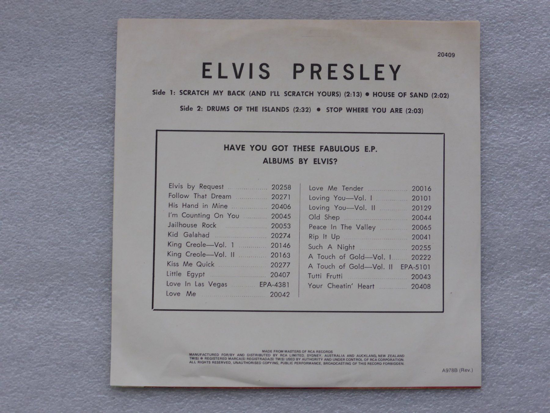 Dischi in vinile: Vinyl Single   EP   ELVIS PRESLEY – Usato da Küssnacht am Rigi venduto da Mondkinder 3