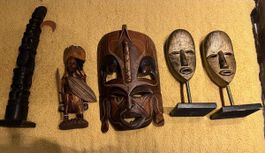 Afrikanische /Bali Deko -Masken, 5 Stück, Holz