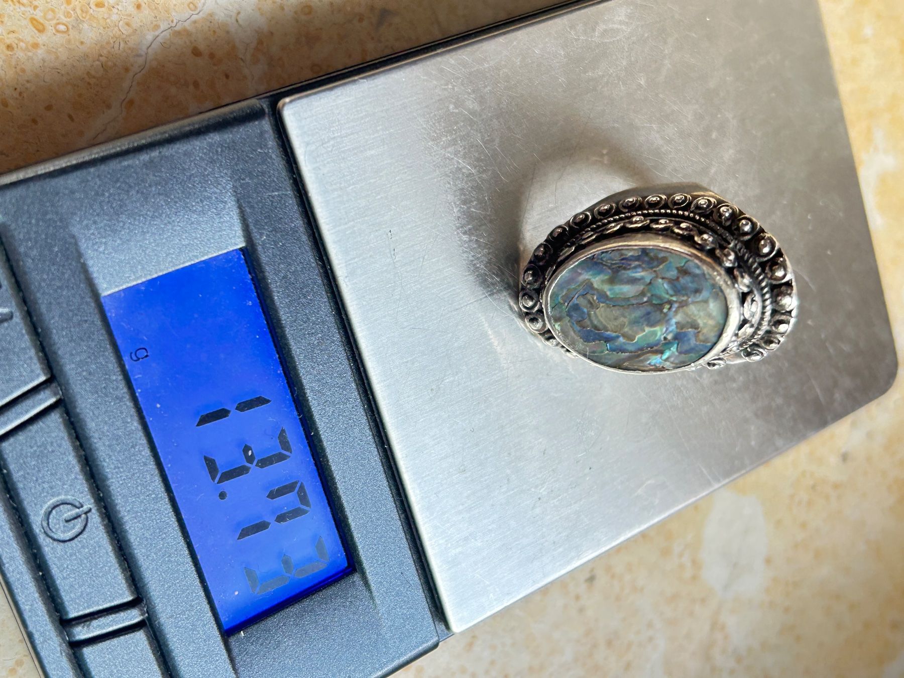 Bagues: Vintage Ring, Silberlook mit Abalone (Grösse 58) – D'occasion à Laufen par belleskulptur 9