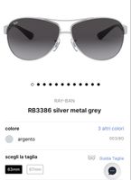 Occhiali da sole Ray-Ban RB3386 argento grigio 63mm usati 