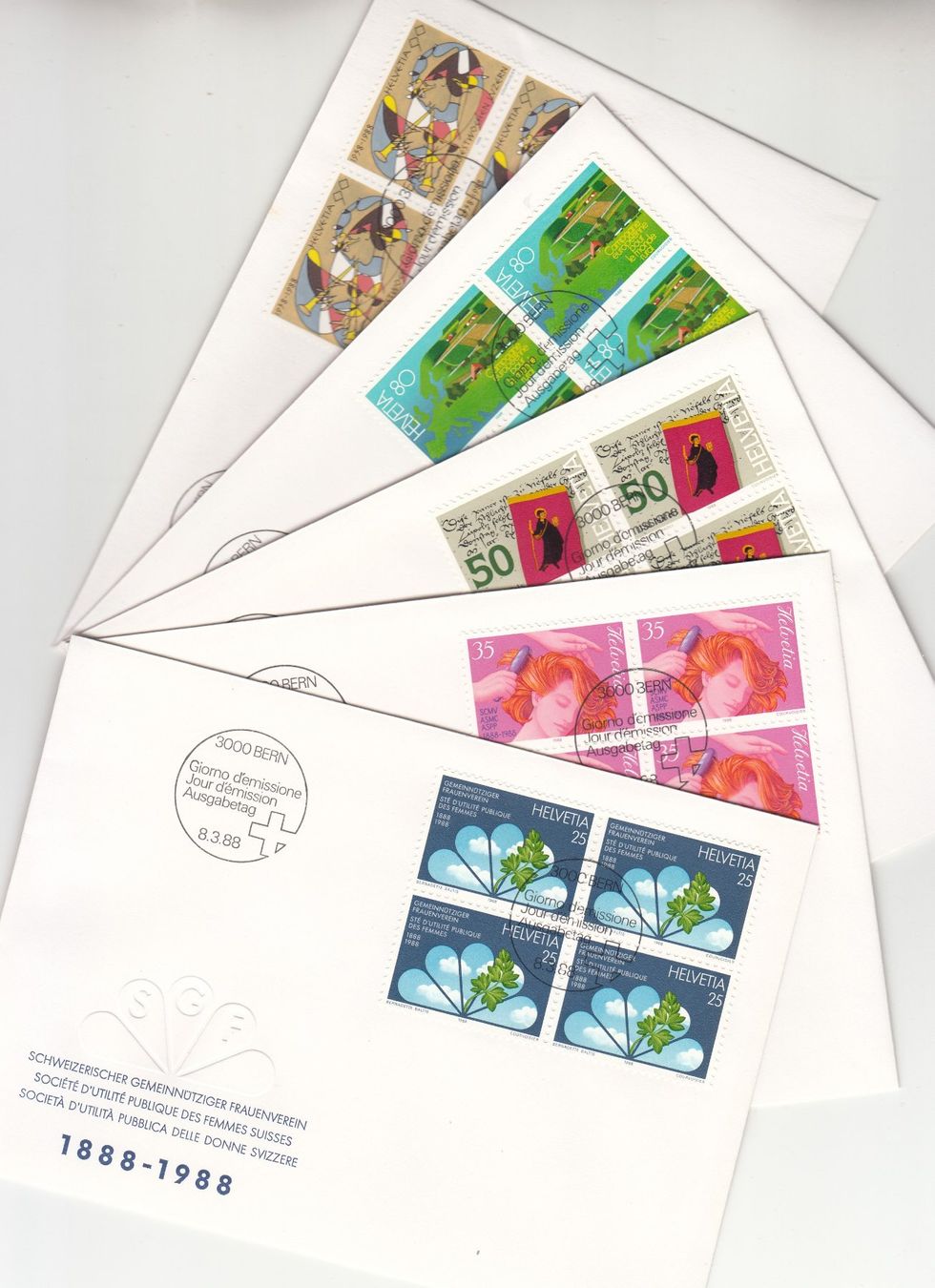 Alle Briefmarken: SBK 758 - 762 im 4er-Block FDC – Gebraucht aus Bürglen TG von StampGraf