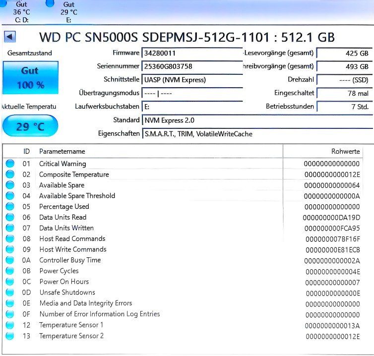 Western Digital Dischi rigidi: WD SSD M.2 NVME 2242 512 GB – Usato da Benglen venduto da Deleter 3