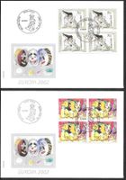 2 FDC 1051-1052 Serie Viererblöcke Europamarken ET 15.5.2002