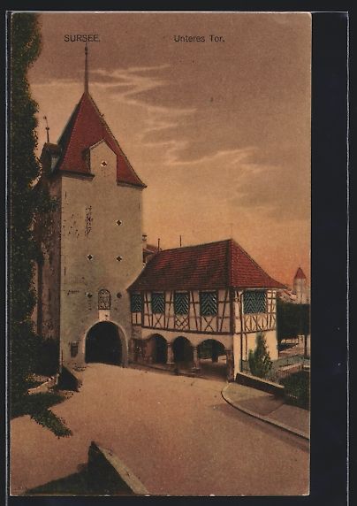 Cartoline postali: AK Sursee, Am Unteren Tor, 1926 – Usato da Berlin venduto da bartko-reher