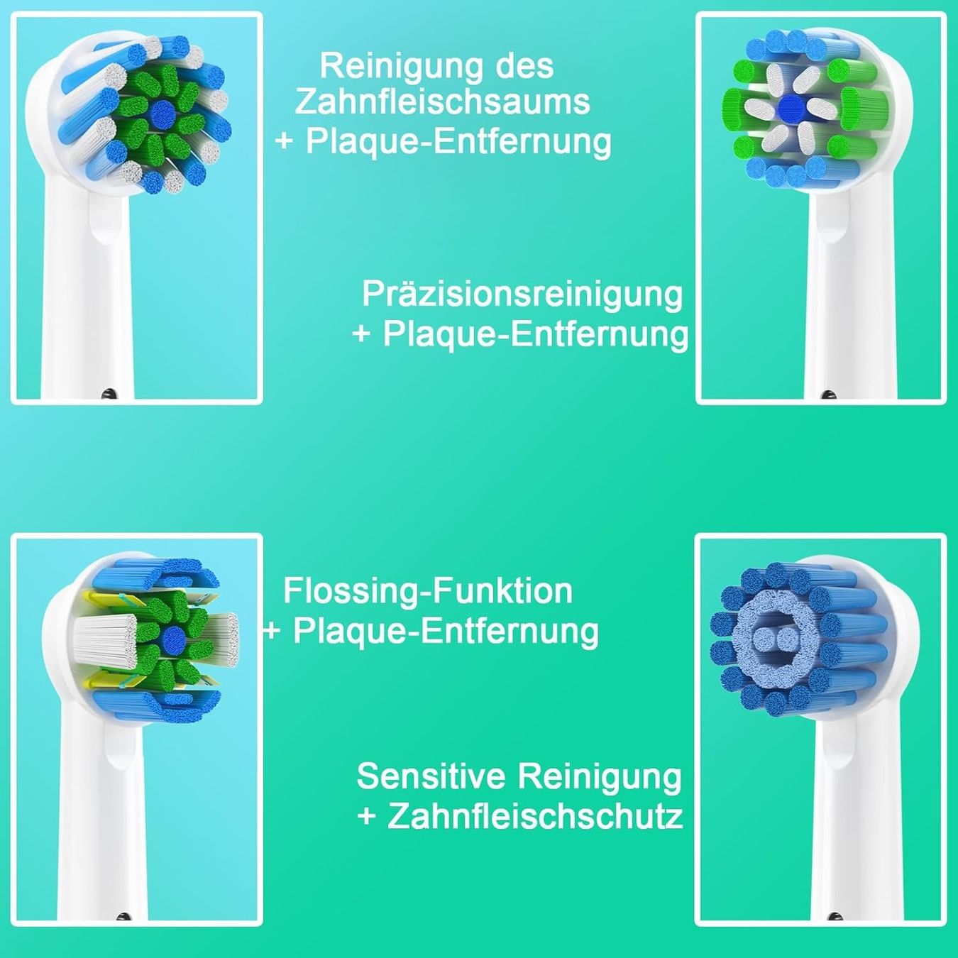 Cura dei denti: 16er Aufsteckbürsten 4 Sensitive,4 Precision,4 Floss,4 Cross – Nuovo (secondo la descrizione) da Thun venduto da yesky 3