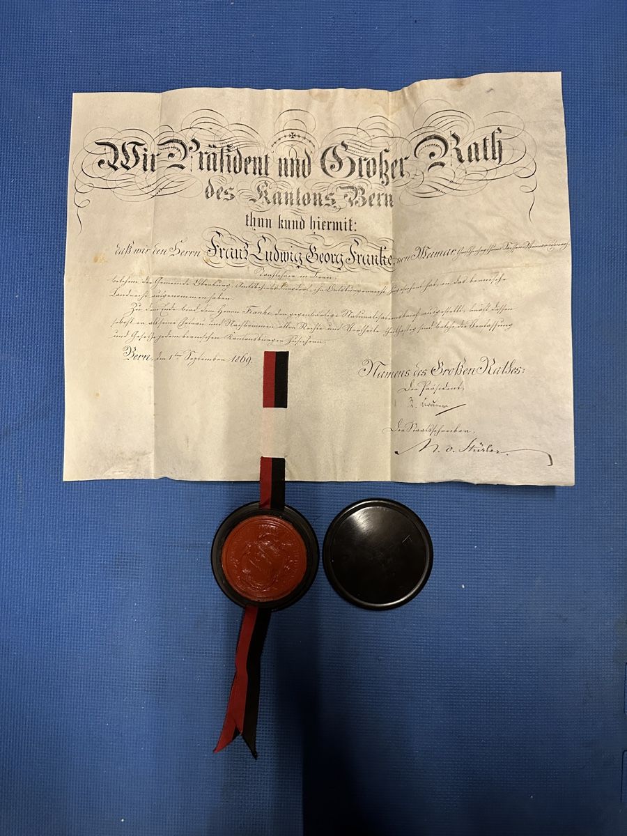 Documents: Antique Swiss Document with Seal 1869 – D'occasion à Zürich par MrxBlackfish
