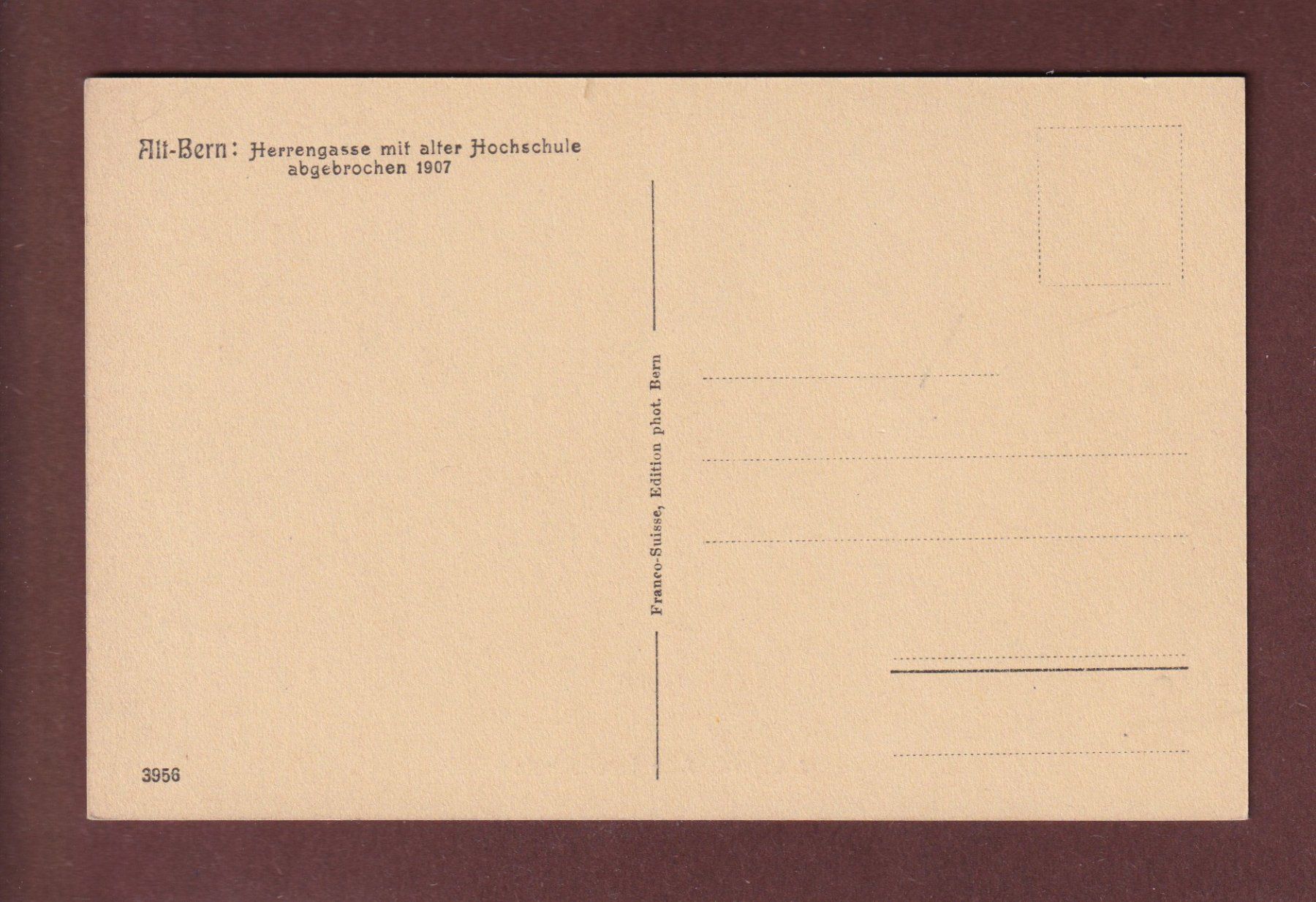 Cartoline postali: BERN - Herrengasse - Alte Hochschule – Usato da Pully venduto da nicecards-shop 1