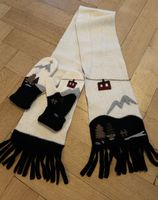 Winterset: Schal & Fäustlinge mit Bergmotiv, Wolle