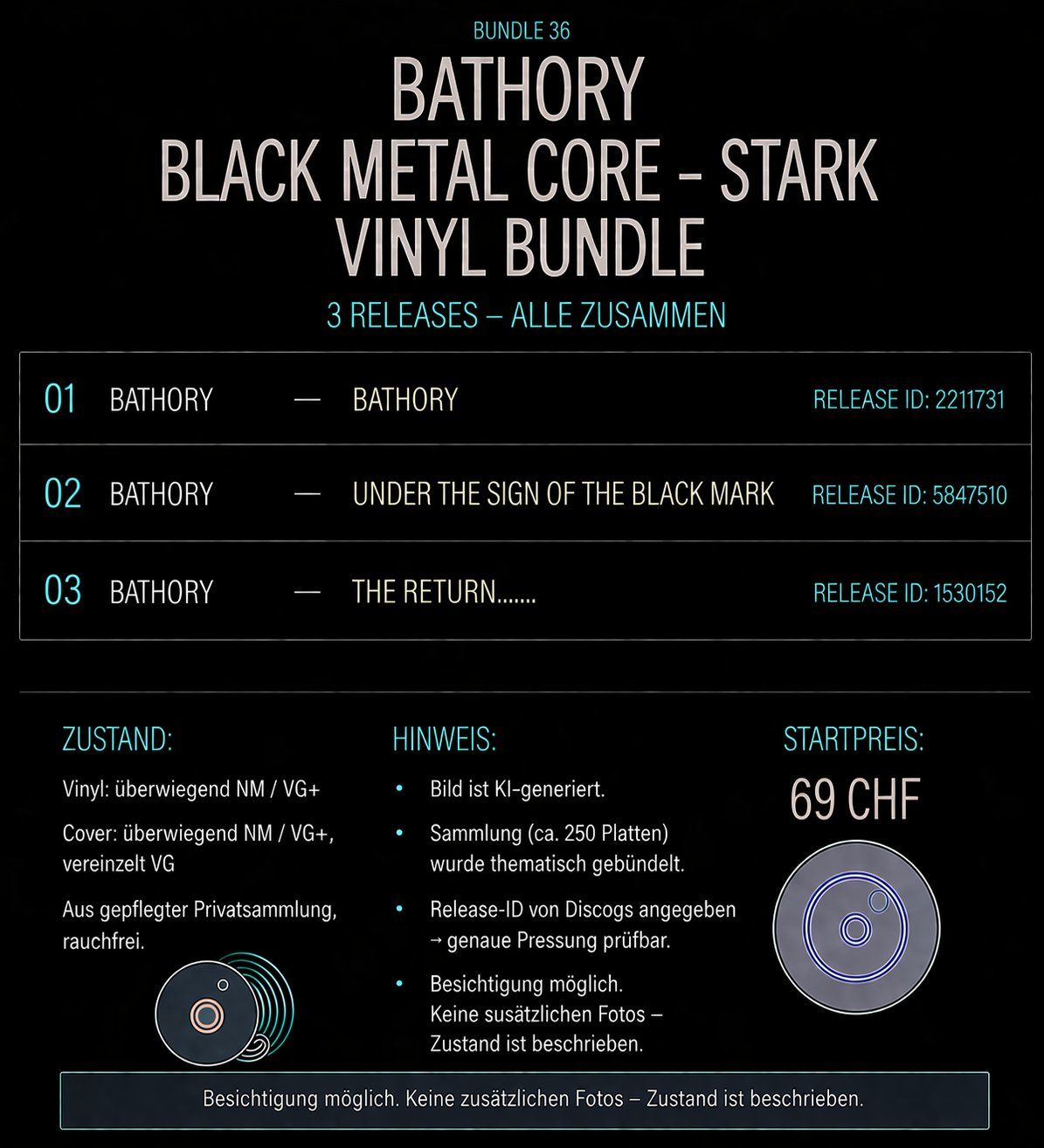 Dischi in vinile: Black Metal Vinyl Bundle (Bathory) – Usato da Zürich venduto da DonDDR