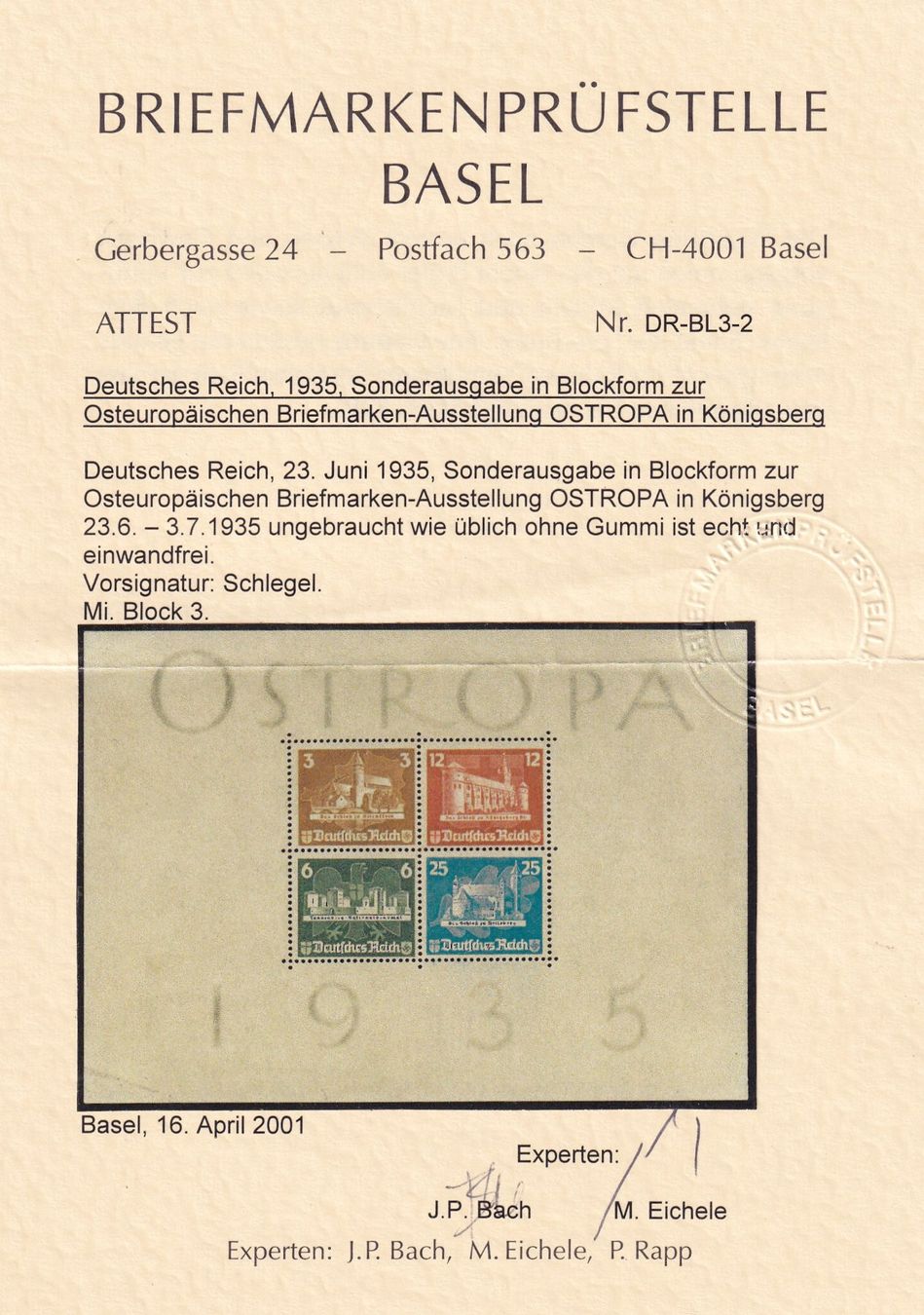 Tutti i francobolli: 1935 Deutsches Reich: OSTROPA – Nuovo (secondo la descrizione) da Birsfelden venduto da chr_yq2g 2